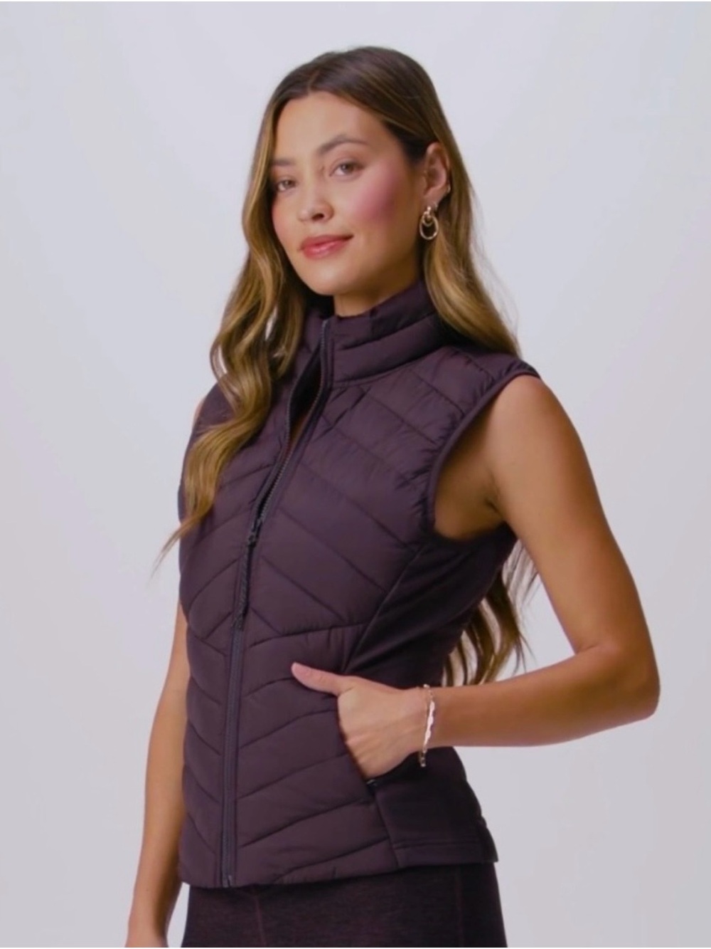 Fabletics Sleeveless Quilted Vest - Plum